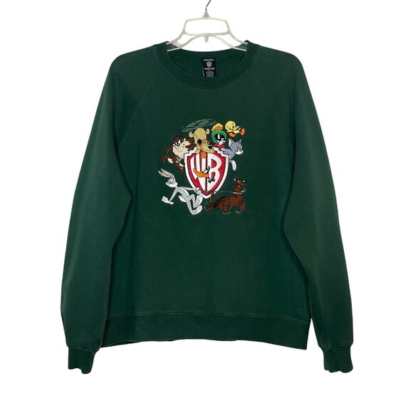 Warner Bros 90's Womens Vintage Embroidered Sweatshirt Looney Tunes Size M - Picture 1 of 9